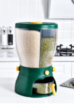 Kitchenwell 4 in 1 Easy Flow Cereal Dispenser for Kitchen Round Shape Glass Grain Storage Box( Green, Pack of 1) - Image 4