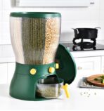 Kitchenwell 4 in 1 Easy Flow Cereal Dispenser for Kitchen Round Shape Glass Grain Storage Box( Green, Pack of 1) - Image 7