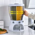 Kitchenwell 4 in 1 Easy Flow Cereal Dispenser for Kitchen Round Shape Glass Grain Storage Box( Green, Pack of 1) - Image 6