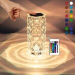 Crystal Rose Touch Lamp, 16 Color Changing Romantic Rose Bedside Acrylic Led Crystal Table Lamps